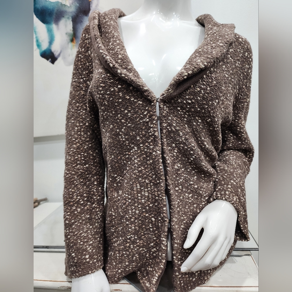 [CLASSIQUES ENTIER] Women's size Large taupe speckled boucle hook front JACKET.
